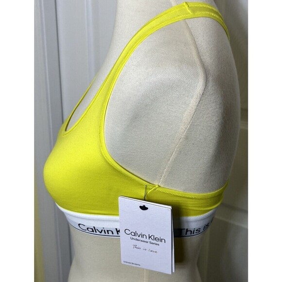Calvin Klein Underwear Series Unlined Bralette Yellow White Size Small NWT - Picture 2 of 9
